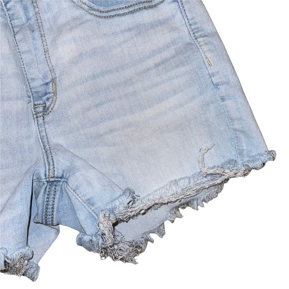 American Eagle Outfitters AEO Distressed Hi-Rise Light Wash Shortie Shorts 8 - Picture 5 of 9